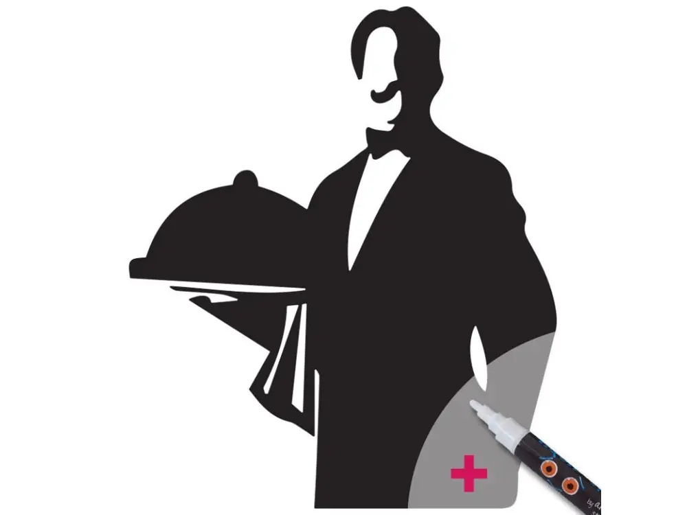 Sticker ardoise tableau noir - stickers muraux adhésif effaçable - SERVEUR + CRAIE LIQUIDE BLANCHE - 100x85cm