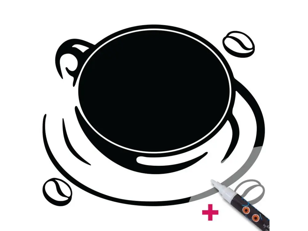 Sticker ardoise tableau noir - stickers muraux adhésif effaçable - CAFÉ CHIC + CRAIE LIQUIDE BLANCHE - 105x130cm