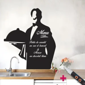 Sticker ardoise tableau noir - stickers muraux adhésif effaçable - SERVEUR + CRAIE LIQUIDE BLANCHE - 135x115cm