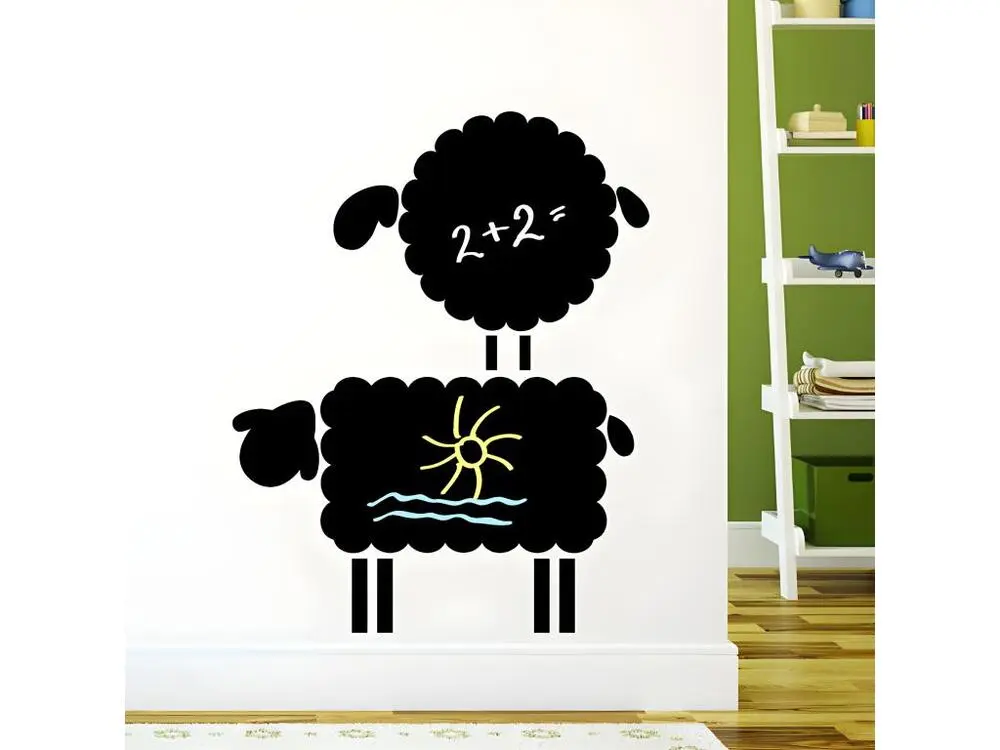 Sticker ardoise tableau noir - stickers muraux adhésif effaçable - MOUTONS 2 - 25x40cm