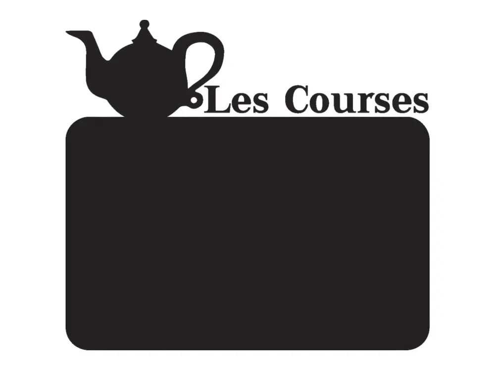 Sticker ardoise tableau noir - stickers muraux adhésif effaçable - AUTHENTIQUE LES COURSES + CRAIE LIQUIDE BLANCHE - 75x80cm