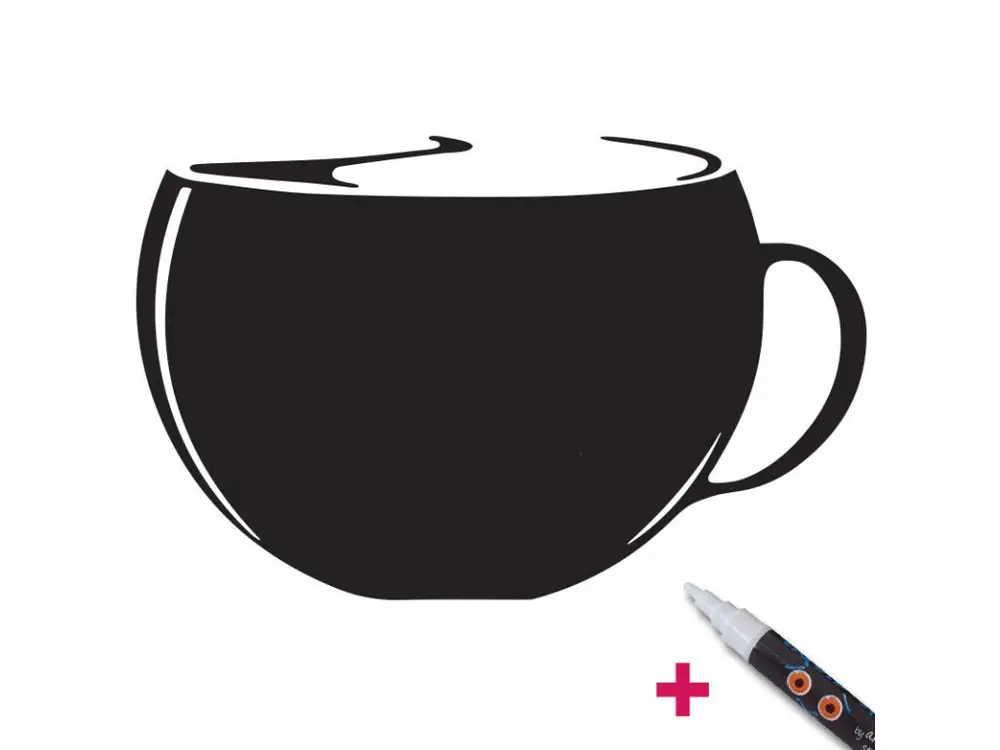 Sticker ardoise tableau noir - stickers muraux adhésif effaçable - IMPORTANT CAFÉ + CRAIE LIQUIDE BLANCHE - 105x165cm