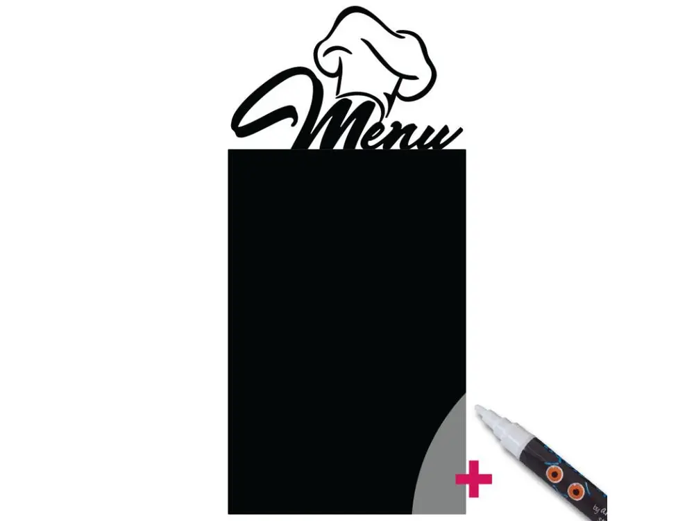 Sticker ardoise tableau noir - stickers muraux adhésif effaçable - MENU DU CHEF + CRAIE LIQUIDE BLANCHE - 140X65cm