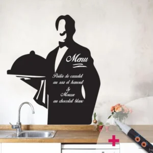 Sticker ardoise tableau noir - stickers muraux adhésif effaçable - SERVEUR + CRAIE LIQUIDE BLANCHE - 40x35cm