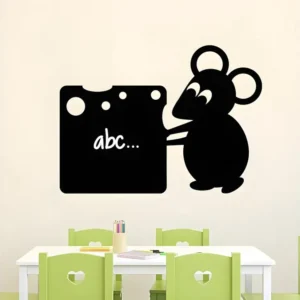 Sticker ardoise tableau noir - stickers muraux adhésif effaçable - SOURIS AVEC UN FROMAGE - 30x40cm
