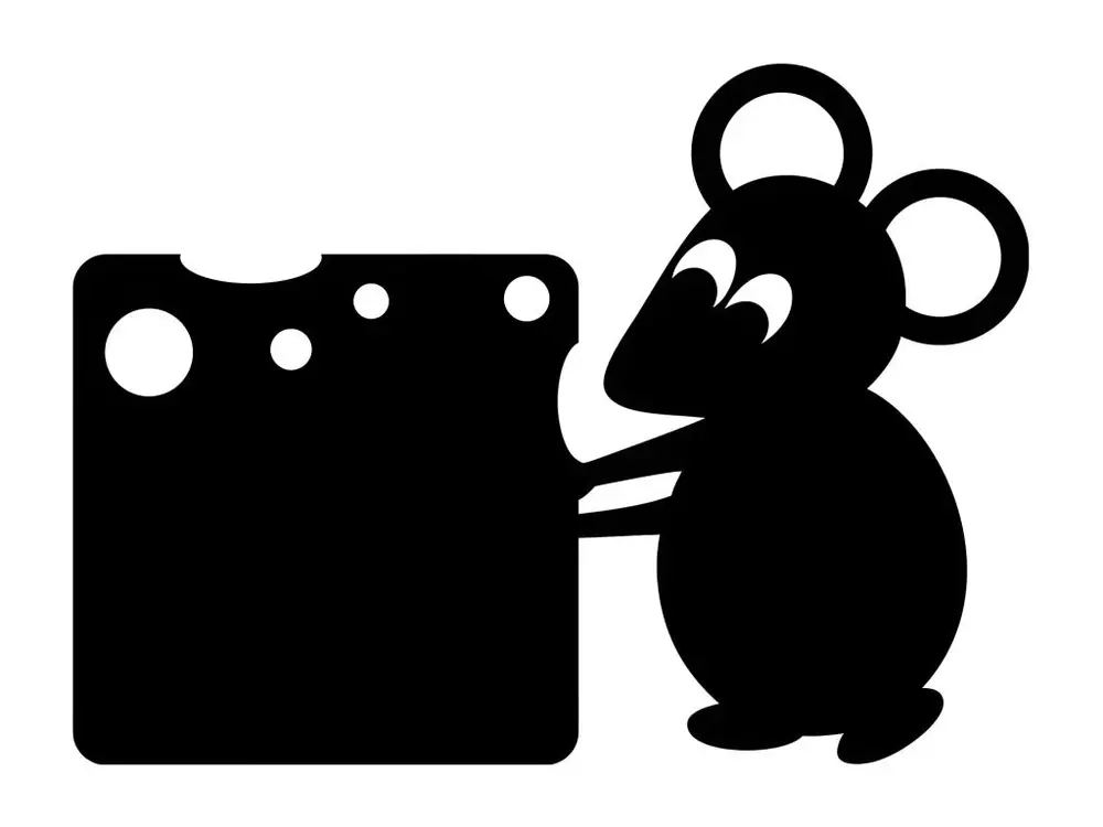 Sticker ardoise tableau noir - stickers muraux adhésif effaçable - SOURIS AVEC UN FROMAGE - 30x40cm