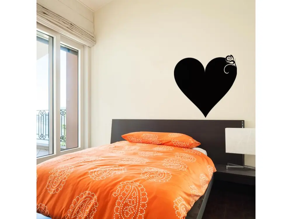 Sticker ardoise tableau noir - stickers muraux adhésif effaçable - DESIGN COEUR CONVENTIONNEL - 30x30cm