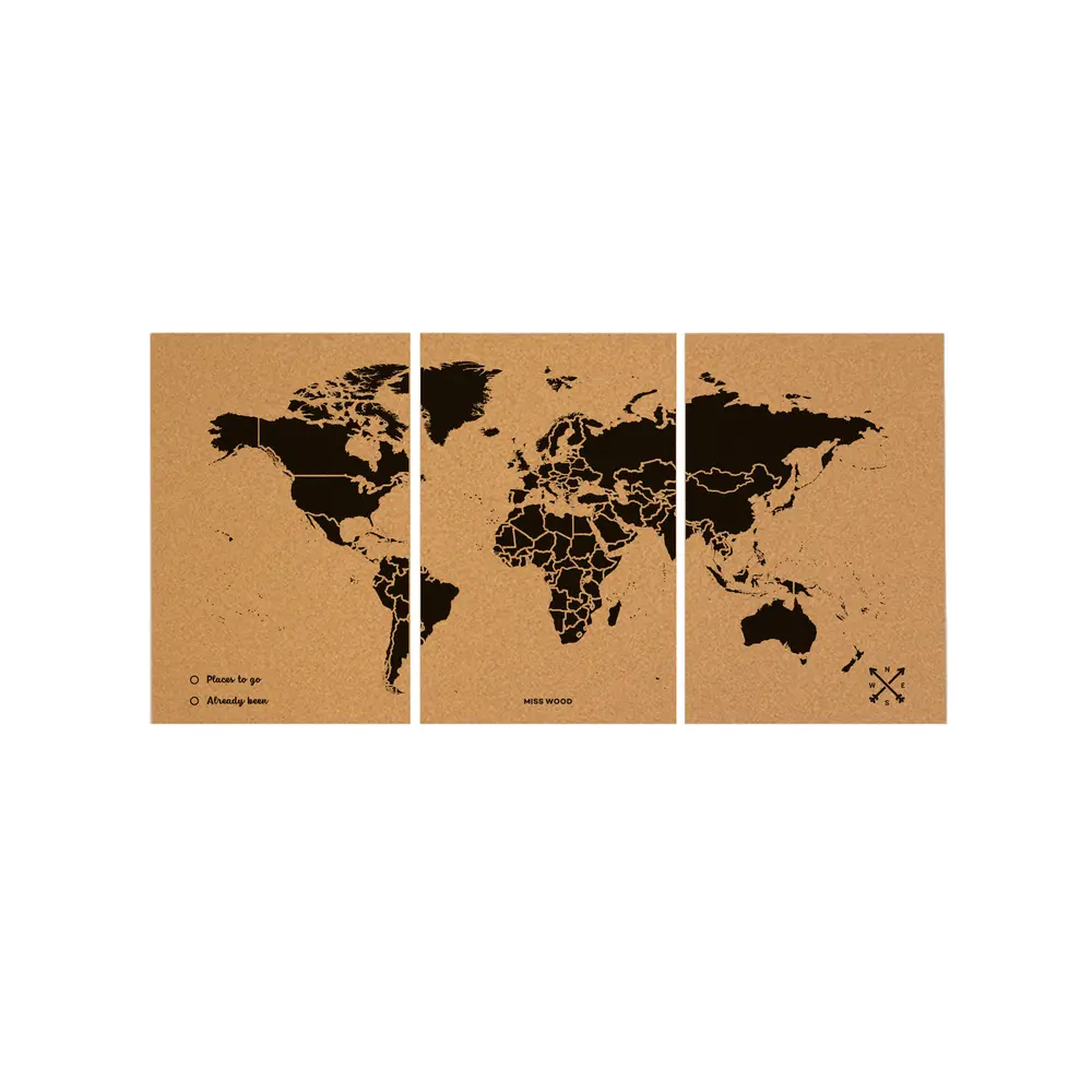 Carte du monde en liège - woody map vrai puzzle / m (60 x 30 cm) / noir