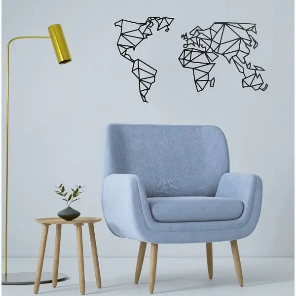 Décoration Murale Carte du monde en Acier Noir
