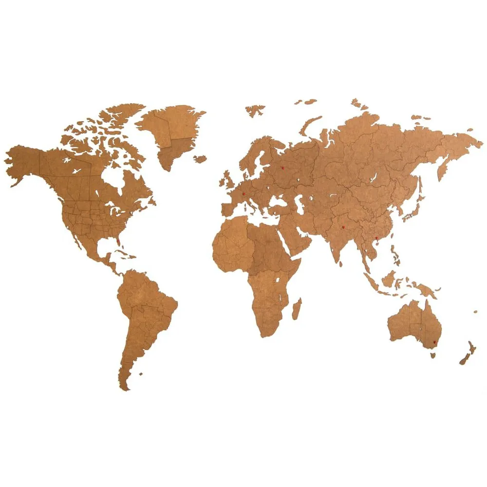 MiMi Innovations Décoration carte du monde mural Bois Marron 280x170cm