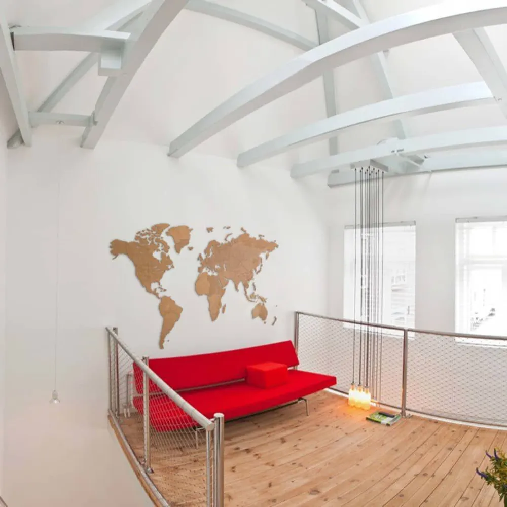 MiMi Innovations Décoration carte du monde mural Bois Marron 280x170cm