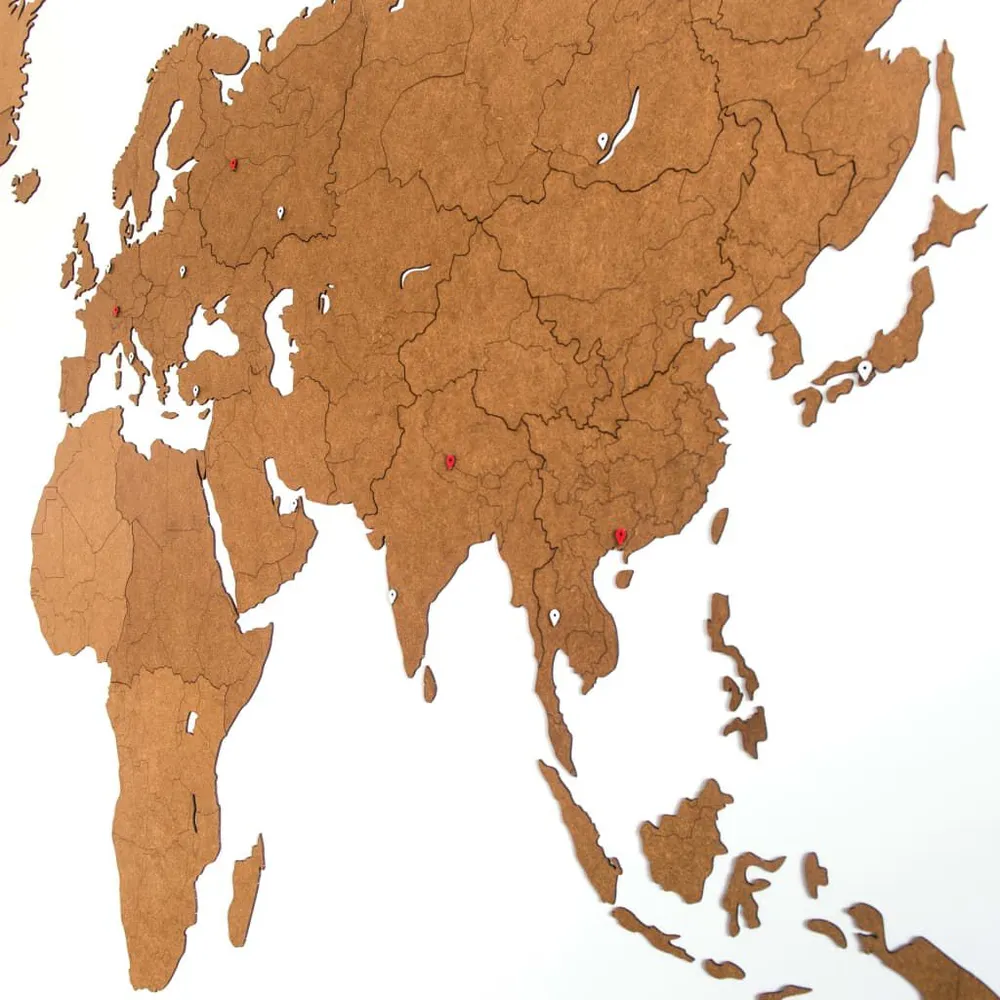 MiMi Innovations Décoration carte du monde mural Bois Marron 280x170cm