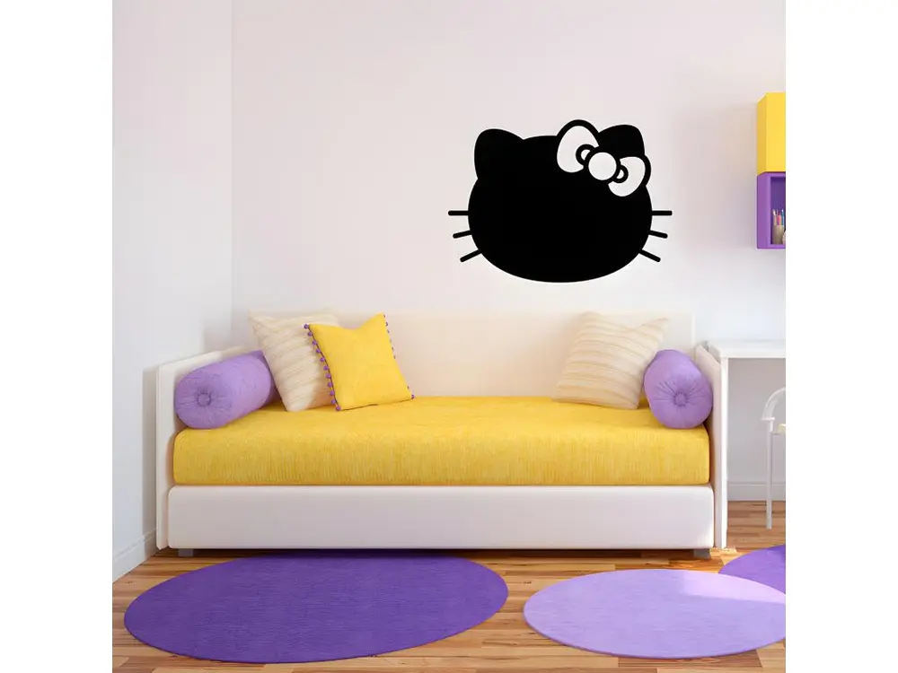 Sticker ardoise tableau noir - stickers muraux adhésif effaçable - CHATON AVEC LE NŒUD PAPILLON - 80x110cm