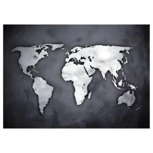Sticker Mural Déco "Map Monde" 50cm Noir