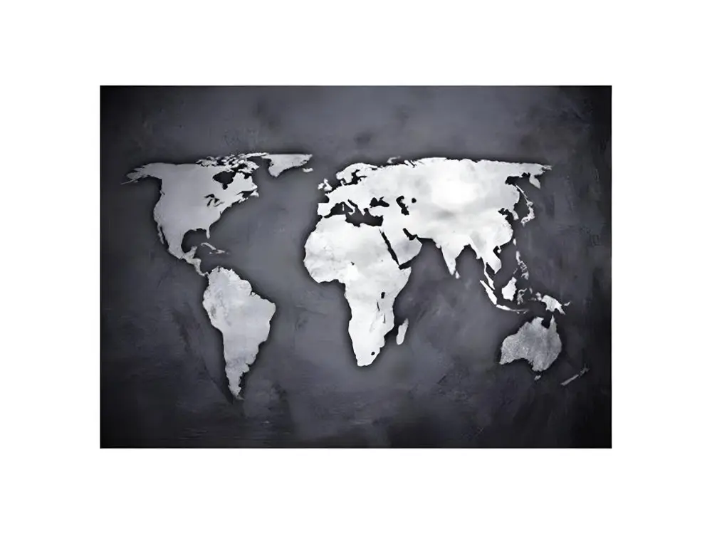 Sticker Mural Déco "Map Monde" 50cm Noir