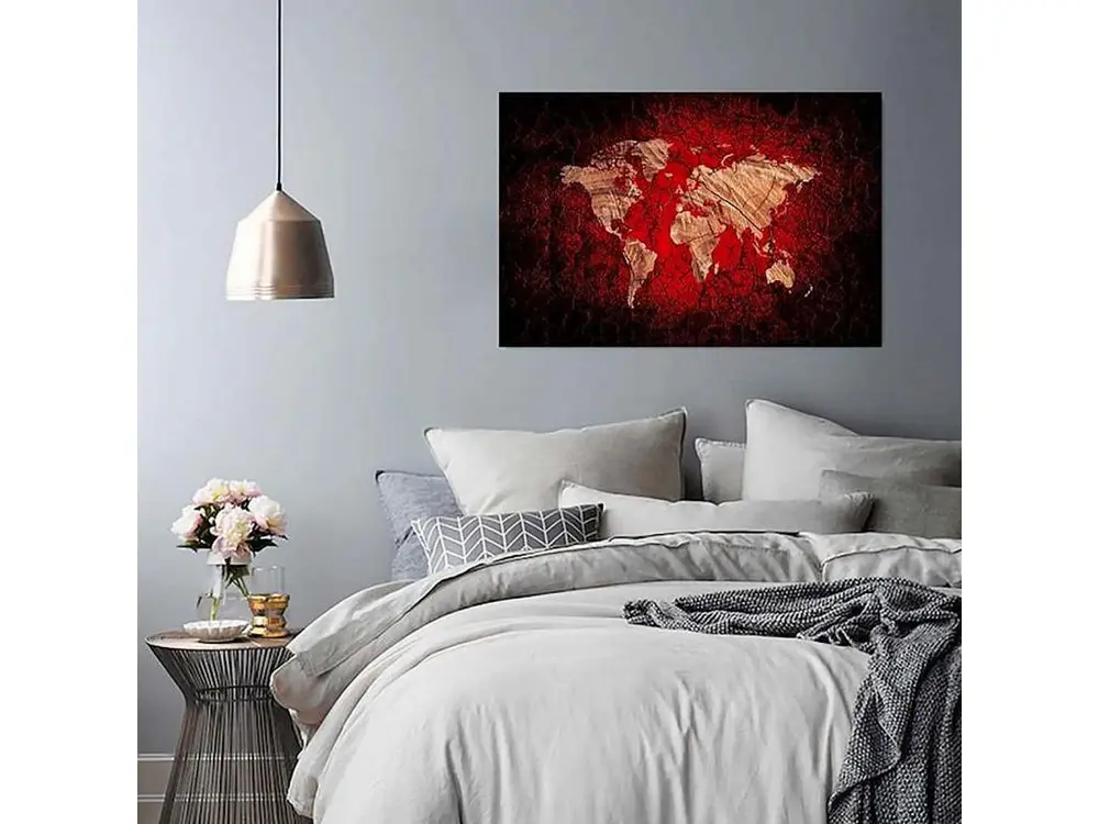 Tableau carte du monde rustique - 120 x 80 cm