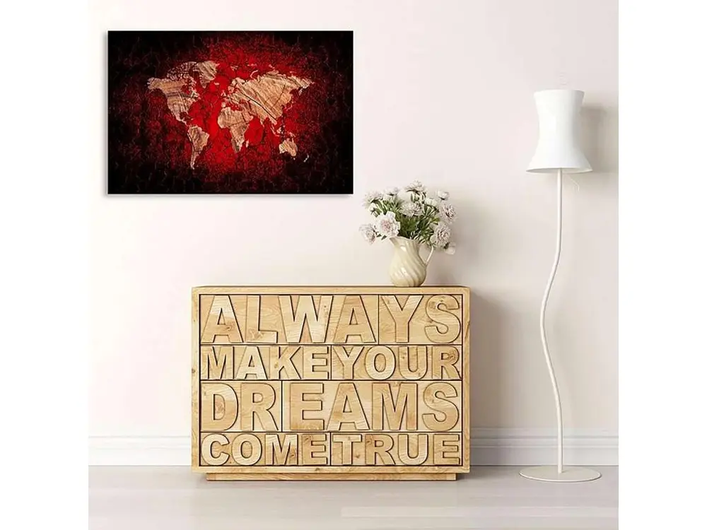 Tableau carte du monde rustique - 120 x 80 cm