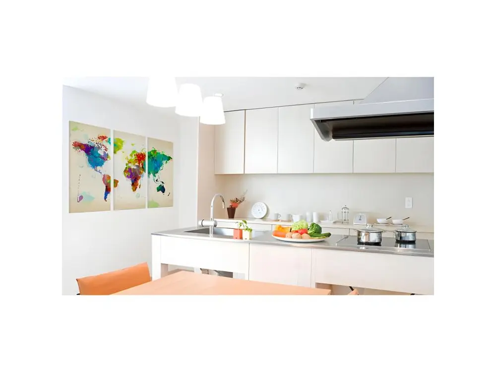 Tableau Cartes du monde All colors World - triptych : Taille - 120 x 80 cm