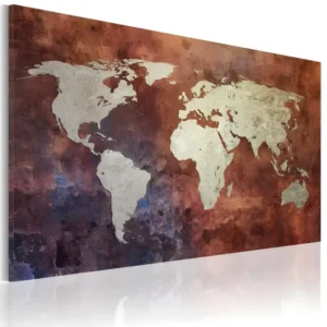Tableau Cartes du monde Carte du monde dorée : Taille - 90 x 60 cm