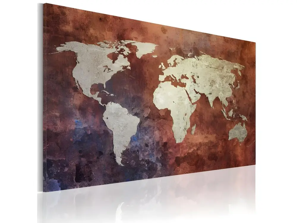 Tableau Cartes du monde Carte du monde dorée : Taille - 90 x 60 cm