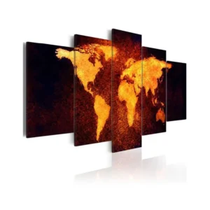 Tableau Cartes du monde Carte du monde - Lave chaude : Taille - 100 x 50 cm