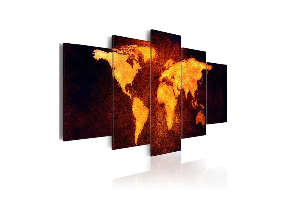 Tableau Cartes du monde Carte du monde - Lave chaude : Taille - 100 x 50 cm