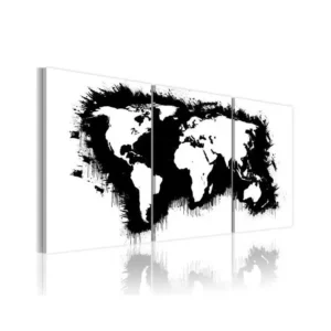 Tableau Cartes du monde Carte du monde en noir et blanc : Taille - 120 x 60 cm