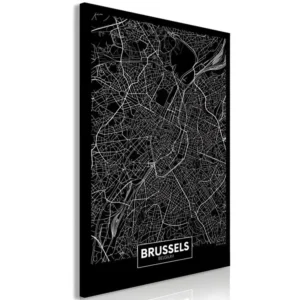 Tableau Cartes du monde Dark Map Brussels (1 Part) Vertical : Taille - 80 x 120 cm