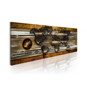 Tableau Cartes du monde Golden Map : Taille - 150 x 50 cm