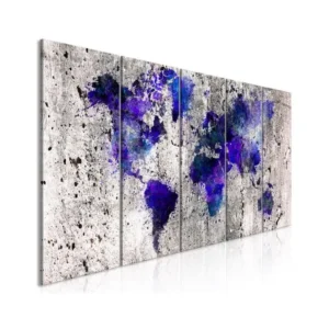 Tableau Cartes du monde World Map: Ink Blots (5 Parts) Étroit : Taille - 200 x 80 cm