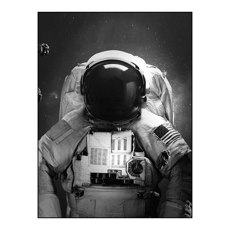 Toile Spaceman de style contemporain pour chambre de garçon, décoration murale en noir, plusieurs tailles