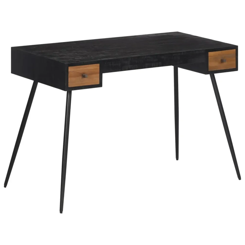 Bureau table poste de travail meuble d'ordinateur informatique étude 117 x 56,5 x 75 cm teck massif récupéré brun 02_0023375