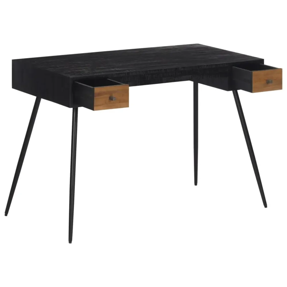 Bureau table poste de travail meuble d'ordinateur informatique étude 117 x 56,5 x 75 cm teck massif récupéré brun 02_0023375