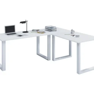 Papier crépon multicolore VCM Bureau d'angle Bureau informatique Table d'angle Lona 80 U Alu Blanc (Blanc|160|160)