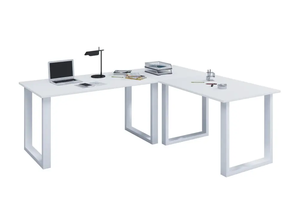 Papier crépon multicolore VCM Bureau d'angle Bureau informatique Table d'angle Lona 80 U Alu Blanc (Blanc|160|160)