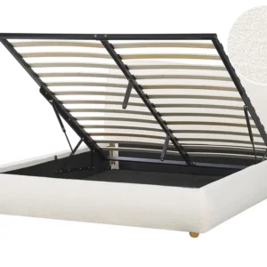 Boucle EU King Size Ottoman Bed Blanc pur BLAGNAC