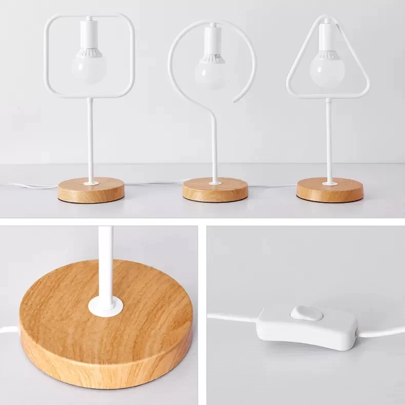Lampe de bureau géométrique en métal, lampe de bureau novateur et élégante en blanc pour salle d'étude