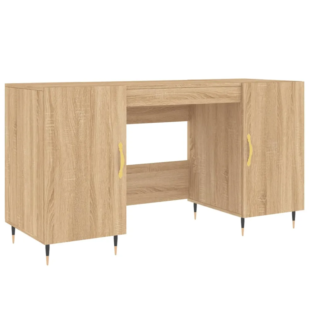 Bureau table poste de travail meuble d'ordinateur informatique étude chêne sonoma 140 x 50 x 75 cm bois d'ingénierie brun...