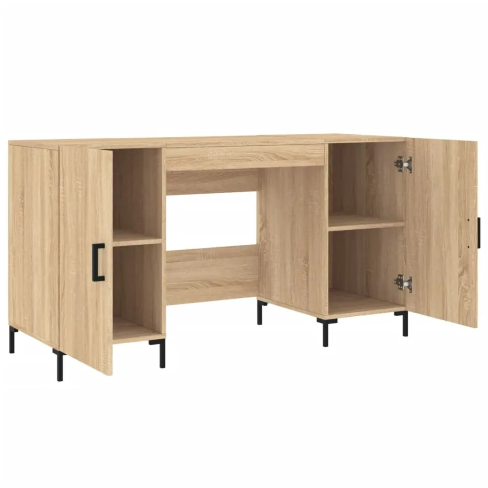 Bureau table poste de travail meuble d'ordinateur informatique étude chêne sonoma 140 x 50 x 75 cm bois d'ingénierie brun...