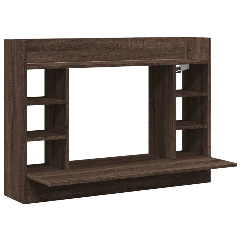 Bureau table poste de travail meuble d'ordinateur informatique étude mural chêne 105 x 48 x 75 cm bois d'ingénierie brun 0...