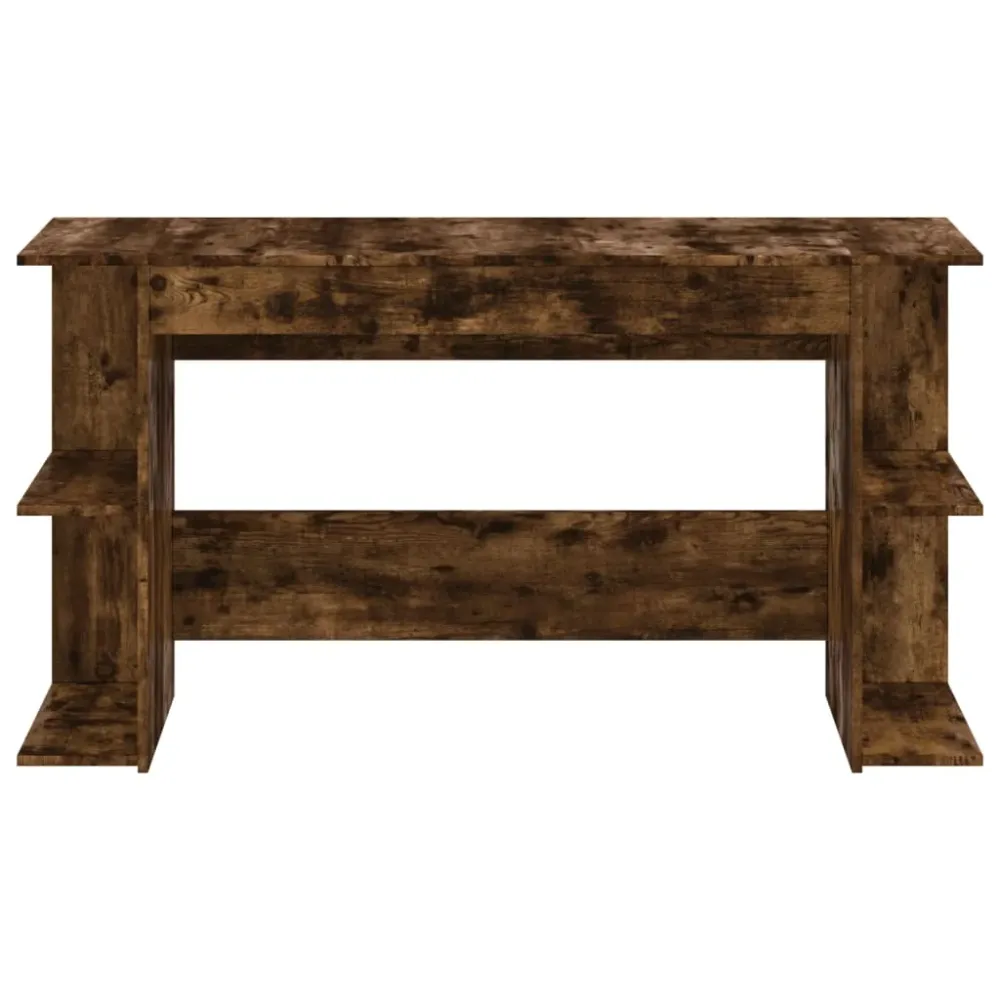 Bureau table poste de travail meuble d'ordinateur informatique étude chêne fumé 140 x 50 x 75 cm bois d'ingénierie brun 02...