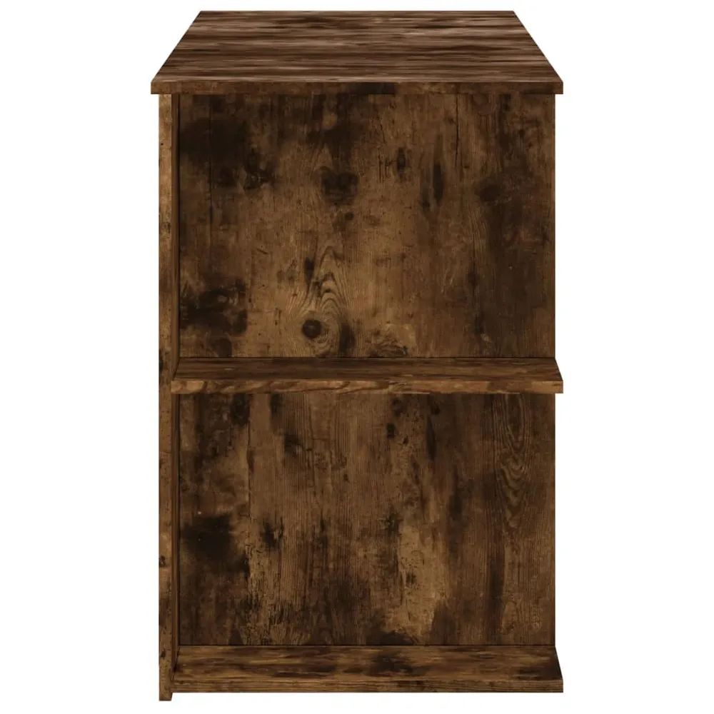 Bureau table poste de travail meuble d'ordinateur informatique étude chêne fumé 140 x 50 x 75 cm bois d'ingénierie brun 02...