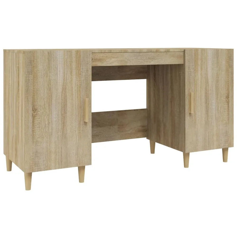 Éducatif Bureau table poste de travail meuble d'ordinateur informatique étude chêne sonoma 140 x 50 x 75 cm bois d'ingénie...