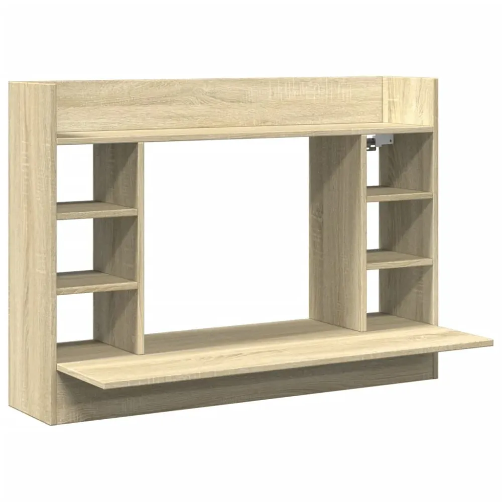 Premium Bureau table poste de travail meuble d'ordinateur informatique étude mural chêne sonoma 105 x 48 x 75 cm bois d'in...