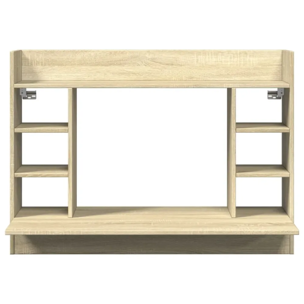 Premium Bureau table poste de travail meuble d'ordinateur informatique étude mural chêne sonoma 105 x 48 x 75 cm bois d'in...
