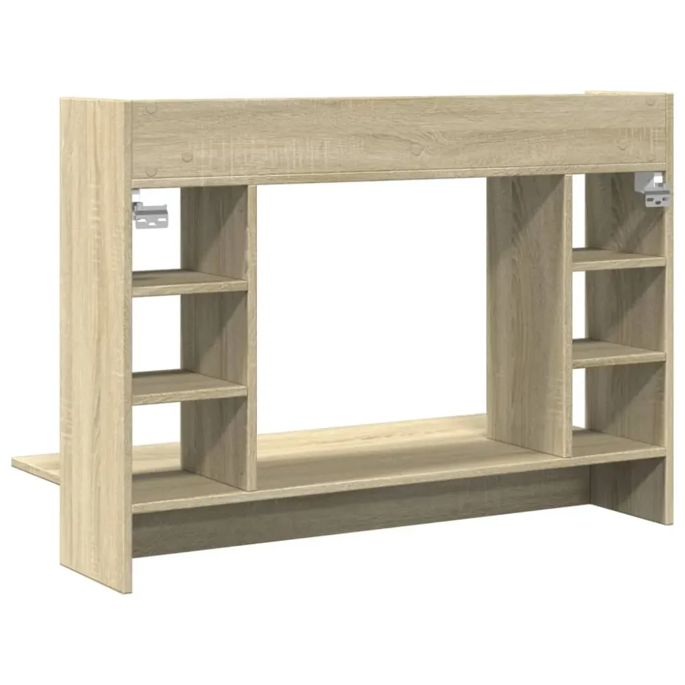 Premium Bureau table poste de travail meuble d'ordinateur informatique étude mural chêne sonoma 105 x 48 x 75 cm bois d'in...