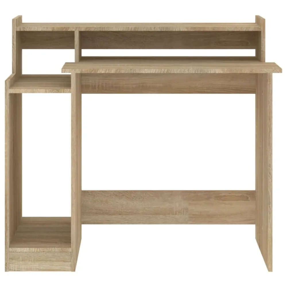 Bureau table poste de travail meuble d'ordinateur informatique étude avec lumières LED chêne 97 x 45 x 90 cm bois d'ingéni...