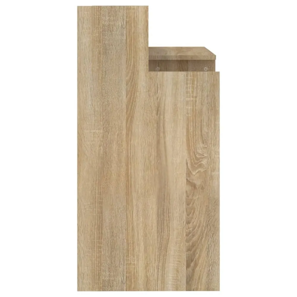 Bureau table poste de travail meuble d'ordinateur informatique étude avec lumières LED chêne 97 x 45 x 90 cm bois d'ingéni...