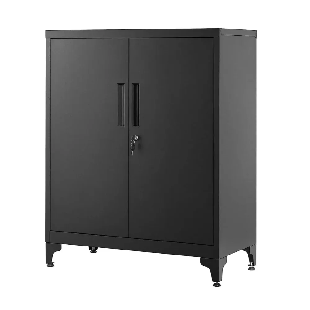 Caisson de bureau placard polyvalent armoire de bureau à 2 portes verrouillable meuble de rangement en acier pour bureau s...