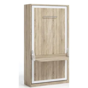 Crayons de couleur ergonomiques Lit escamotable verticale 90x190 avec bureau Studante-Façade Noyer